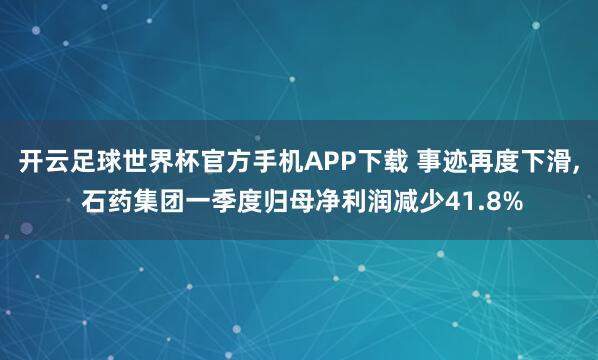 开云足球世界杯官方手机APP下载 事迹再度下滑, 石药集团一季度归母净利润减少41.8%
