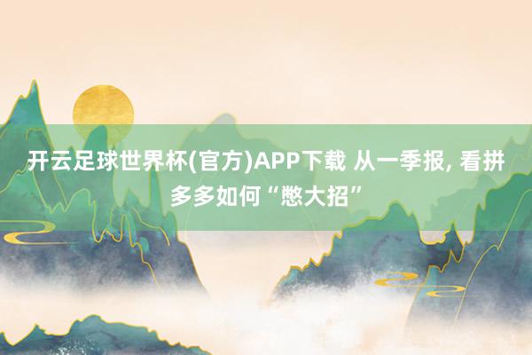 开云足球世界杯(官方)APP下载 从一季报, 看拼多多如何“憋大招”