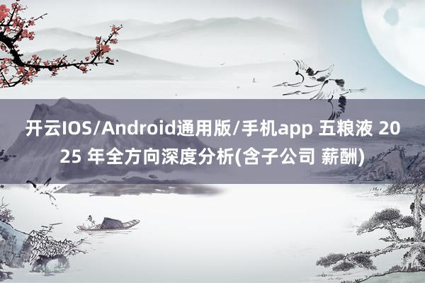 开云IOS/Android通用版/手机app 五粮液 2025 年全方向深度分析(含子公司 薪酬)