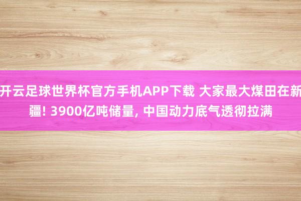 开云足球世界杯官方手机APP下载 大家最大煤田在新疆! 3900亿吨储量, 中国动力底气透彻拉满