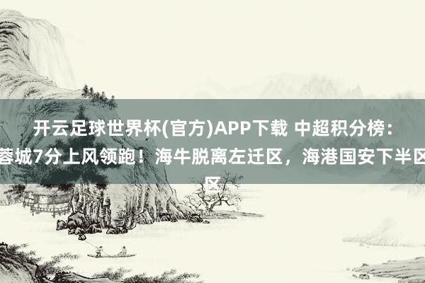 开云足球世界杯(官方)APP下载 中超积分榜：蓉城7分上风领跑！海牛脱离左迁区，<a href=