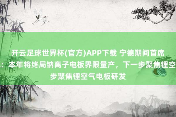开云足球世界杯(官方)APP下载 宁德期间首席科学家吴凯：本年将终局钠离子电板界限量产，下一步聚焦锂空气电板研发