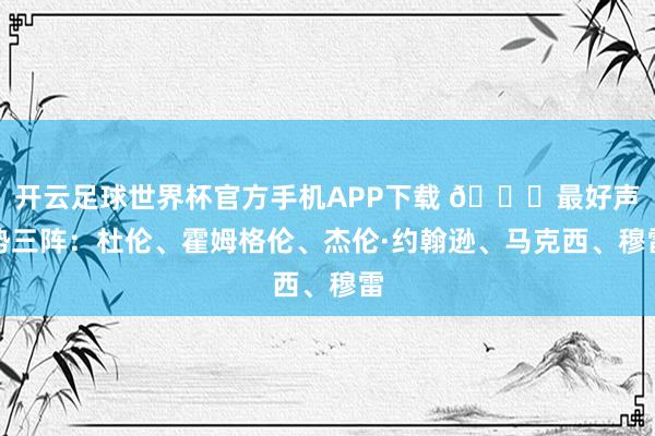开云足球世界杯官方手机APP下载 🌟最好声势三阵：杜伦、霍姆格伦、杰伦·约翰逊、马克西、穆雷