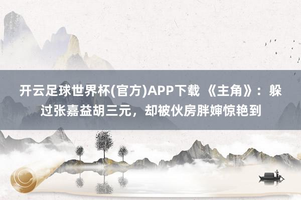开云足球世界杯(官方)APP下载 《主角》:躲过张嘉益胡三元,却被伙房胖婶惊艳到