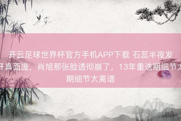 开云足球世界杯官方手机APP下载 石蕊半夜发文撕开真面庞，肖旭那张脸透彻崩了，13年重迭期细节太离谱