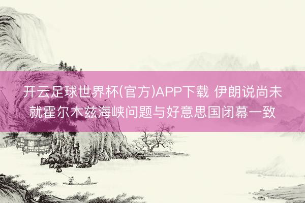 开云足球世界杯(官方)APP下载 伊朗说尚未就霍尔木兹海峡问题与好意思国闭幕一致