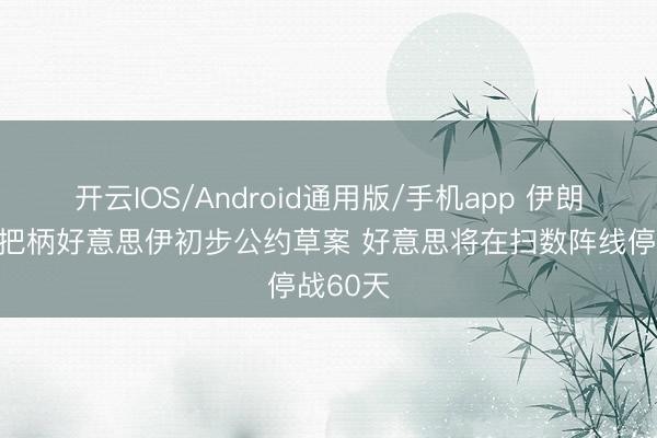开云IOS/Android通用版/手机app 伊朗官员：把柄好意思伊初步公约草案 好意思将在扫数阵线停战60天