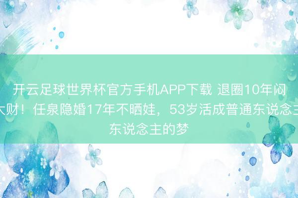 开云足球世界杯官方手机APP下载 退圈10年闷声发大财！任泉隐婚17年不晒娃，53岁活成普通东说念主的梦