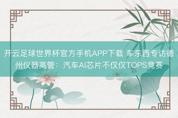 开云足球世界杯官方手机APP下载 车东西专访德州仪器高管:汽车AI芯片不仅仅TOPS竞赛